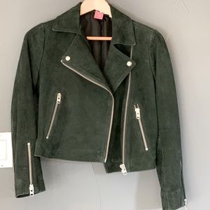 Dark green suede Topshop moto jacket